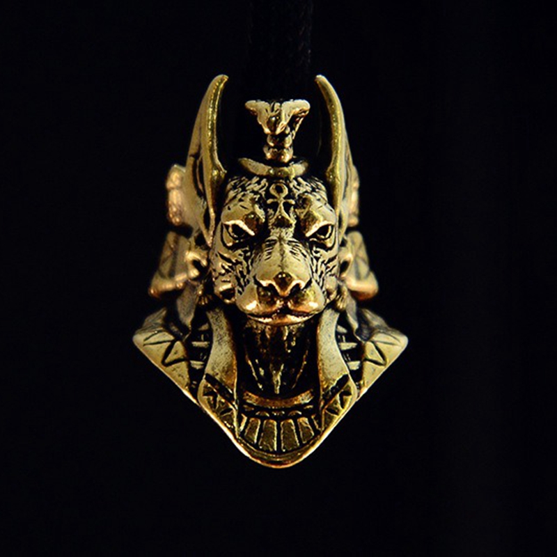 Altes Ägypten Todesgott Anubis Schakal Kopf Durcheinander EDC Messer Perlen DIY Paracord gewebt Schlüsselband Anhänger Schmuck draussen Zubehör: Silber