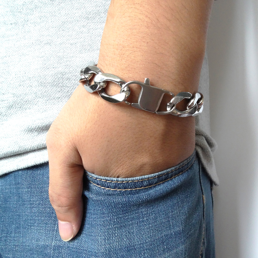 100% Roestvrij Stalen Armband 6/8/12 Mm Breedte Curb Chain 8 Inch Zilver/Goud Kleur Armband Voor Mannelijke mannen/Vrouwen