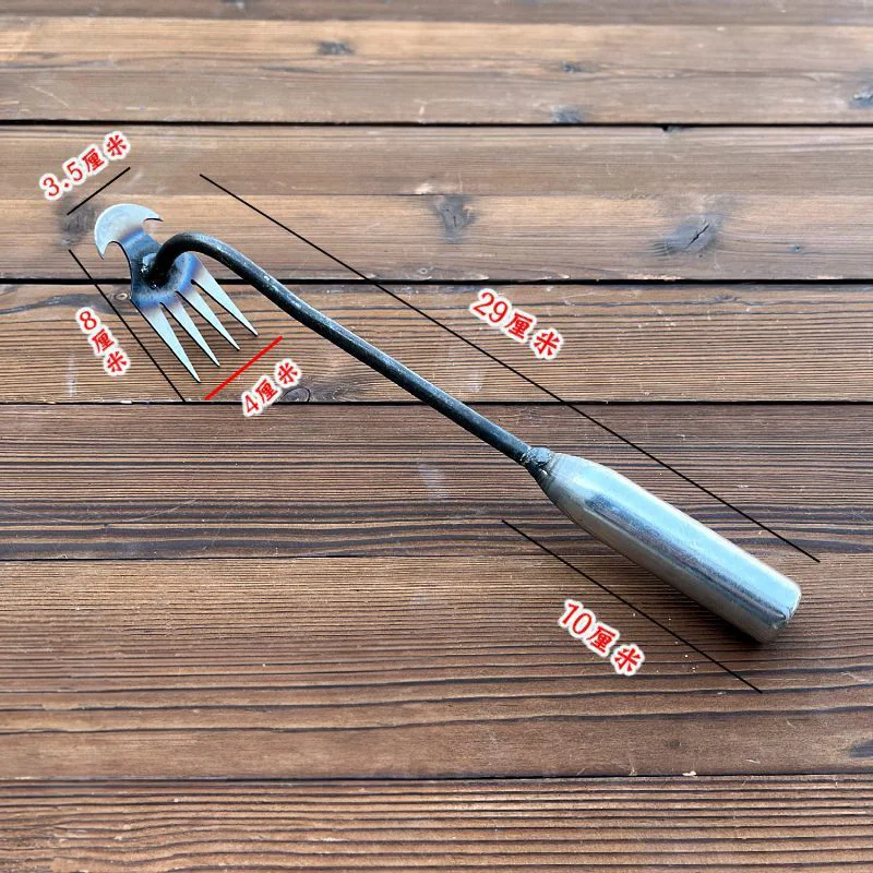 Artefacto de deshierbe de azada, herramientas de desacarramiento y deshierbe, rastrillo de azada de jardinería, herramienta agrícola de acero al manganeso, azada pequeña, aflojar el suelo a