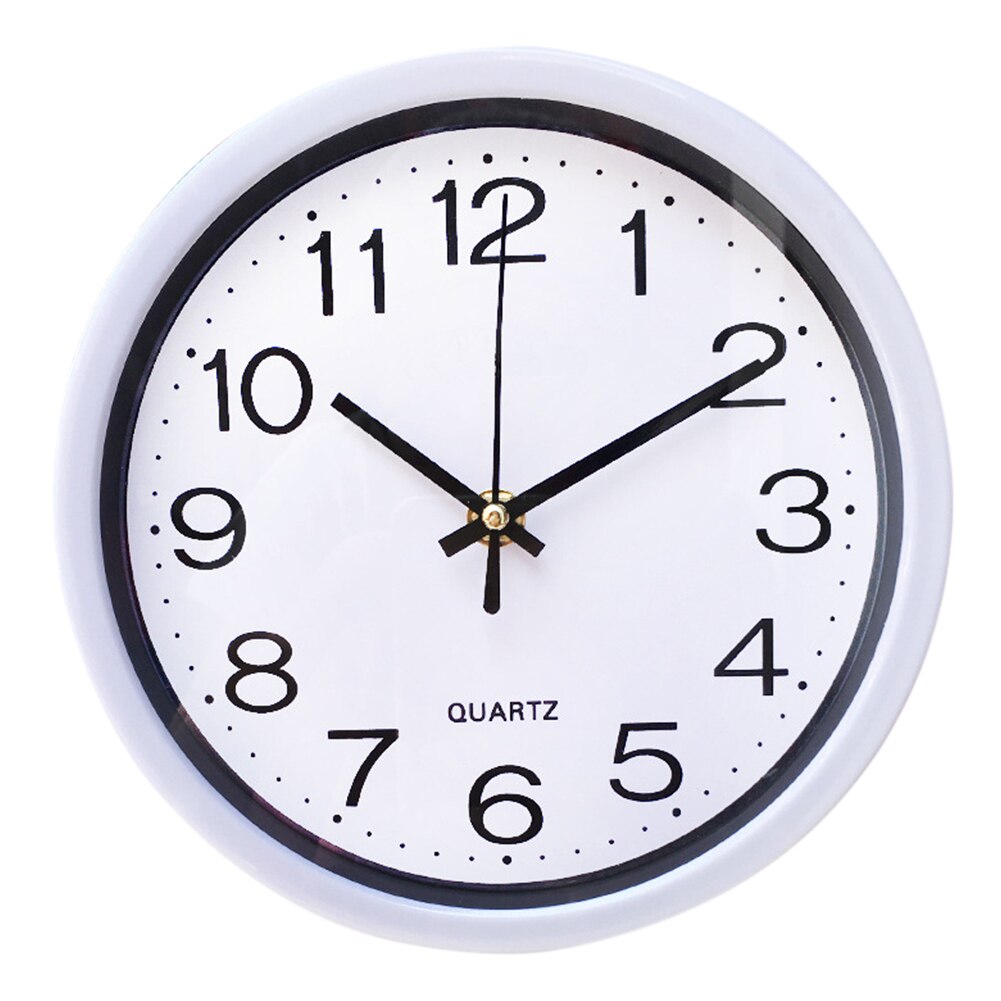 Office 8 Inch Time Living Room Home Quartz Silent Wall Clock Plastic Accurate Modern Round Decorative Battery Operated: White