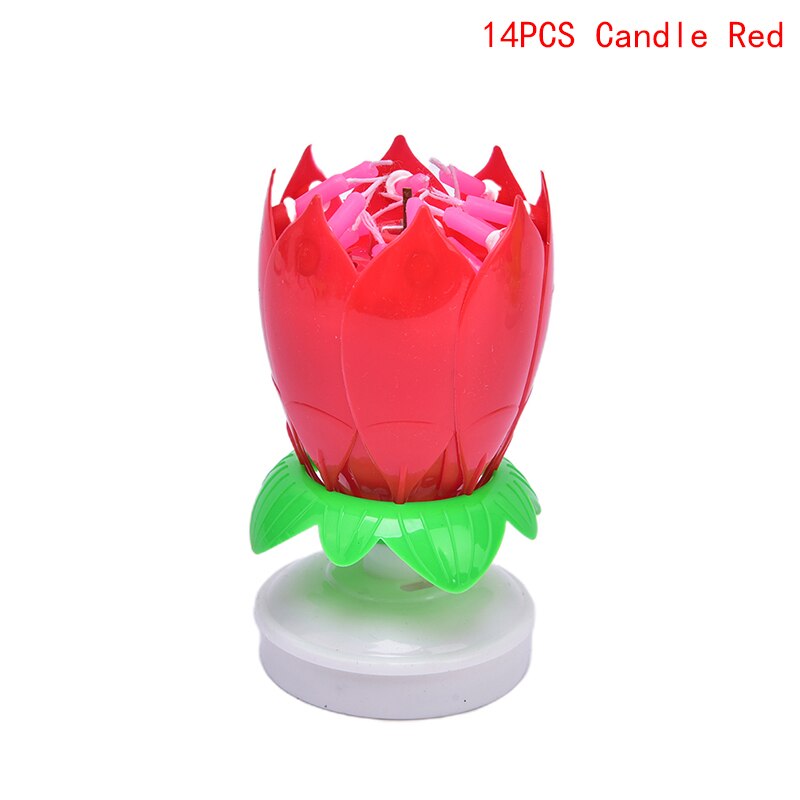 Vela Musical giratoria de flor de loto de feliz cumpleaños, para niños, velas para de cumpleaños, adornos de pastel de 1 pieza: N1