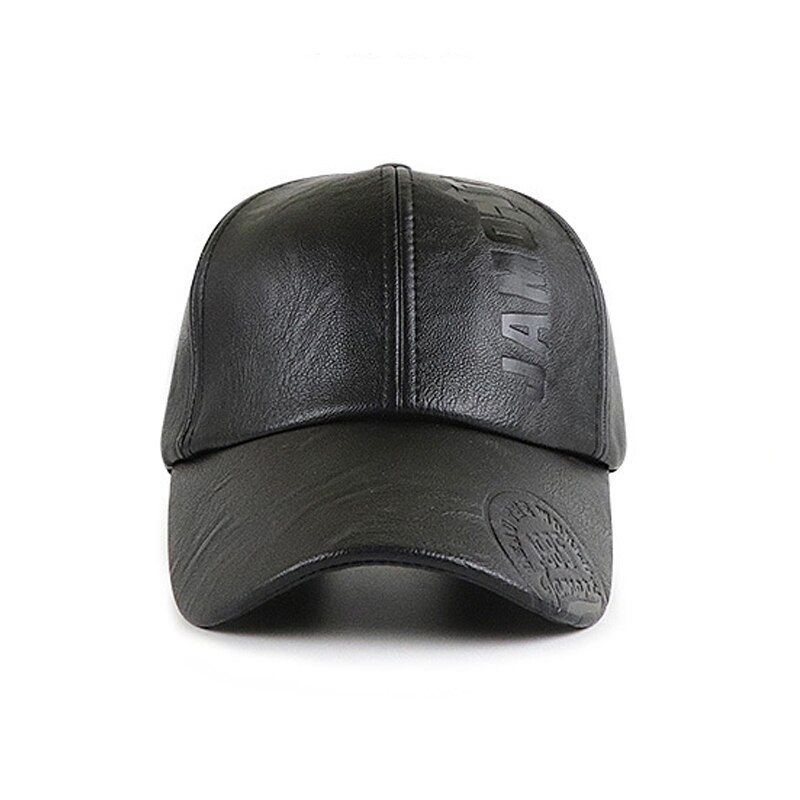 Wuaumx PU Baseball cap For Men Solid Faux Leather Cap Autumn Winter Men's Baseball Hat Trucker Cap Street Wear