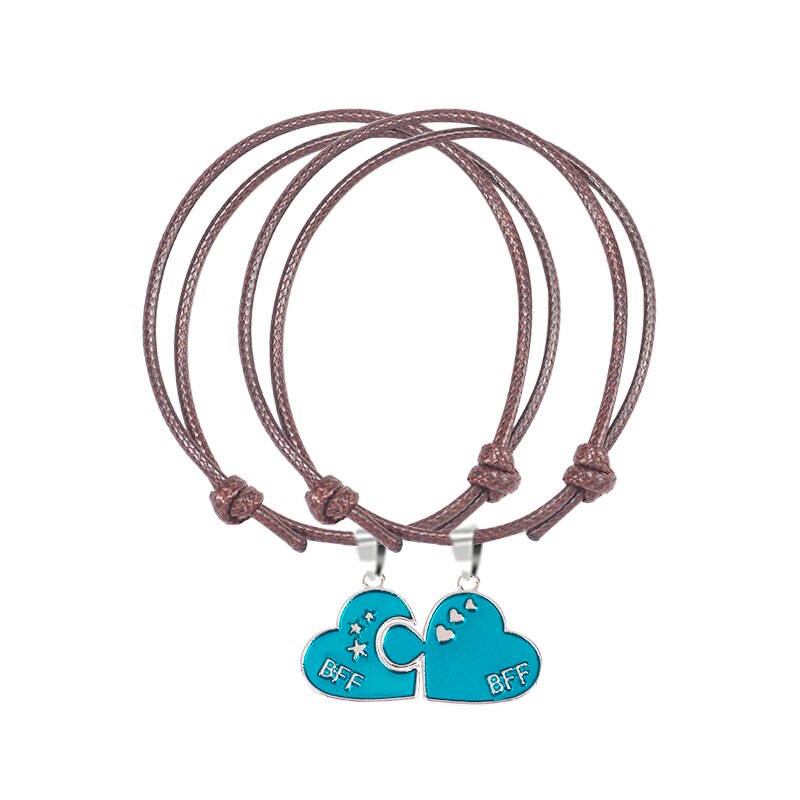 BFF Friendship Jewelry Bracelet 2 Piece Set Leather Cord Pendant Men And Women Heart Shape Alloy Best Friend: SL208-C