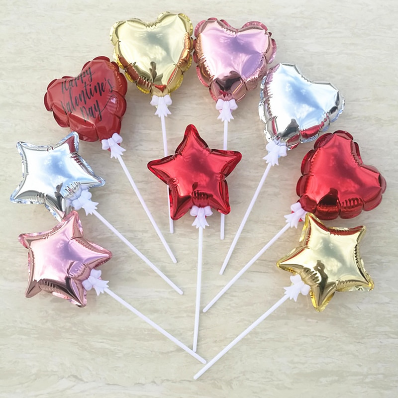 Mini ballon gonflable automatique 4 pouces 10Cm | Étoile à cinq points pour décoration de gâteau de fête, ballon de décoration de gâteau