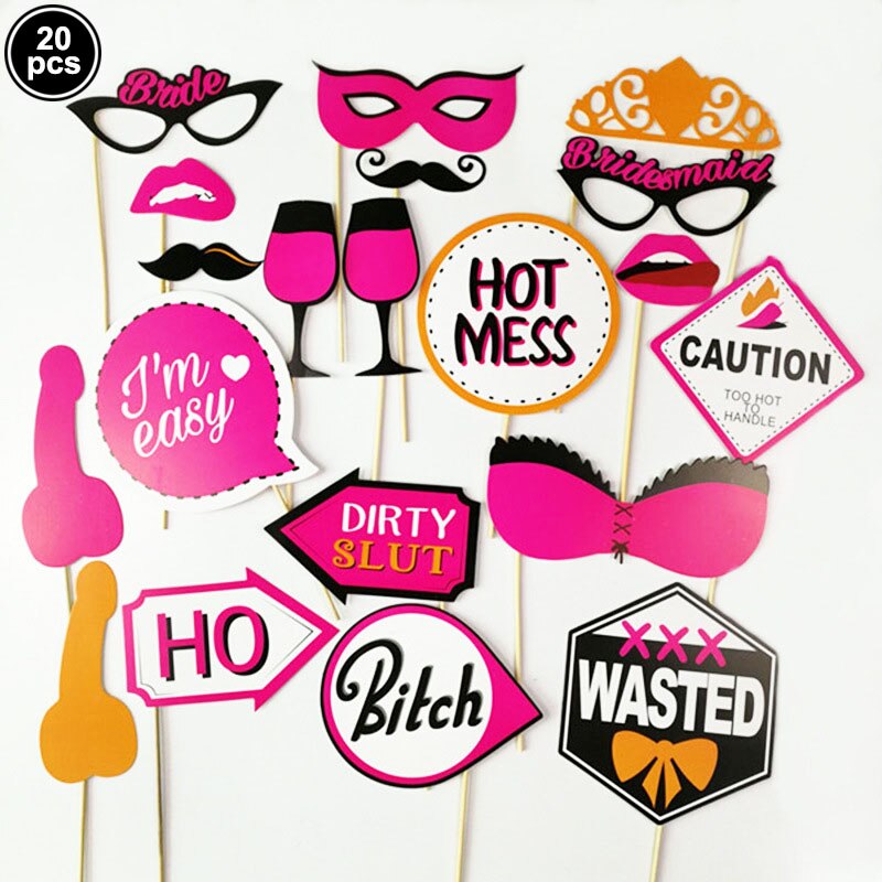 1Set Funny Photo Booth Props Adult Funny Mr Mrs DIY Dress Up Birthday Wedding Decorations Bachelorette Party Photography Supplie