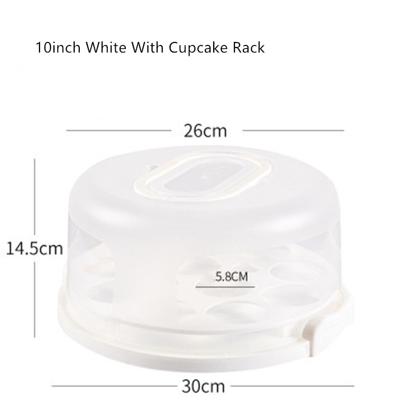 Jo life 1 set genomskinlig tårtlåda plast bröllopstårta förpackningsunderlag klara lådor cupcake muffin kupolhållare: 10 tum cupcake vit
