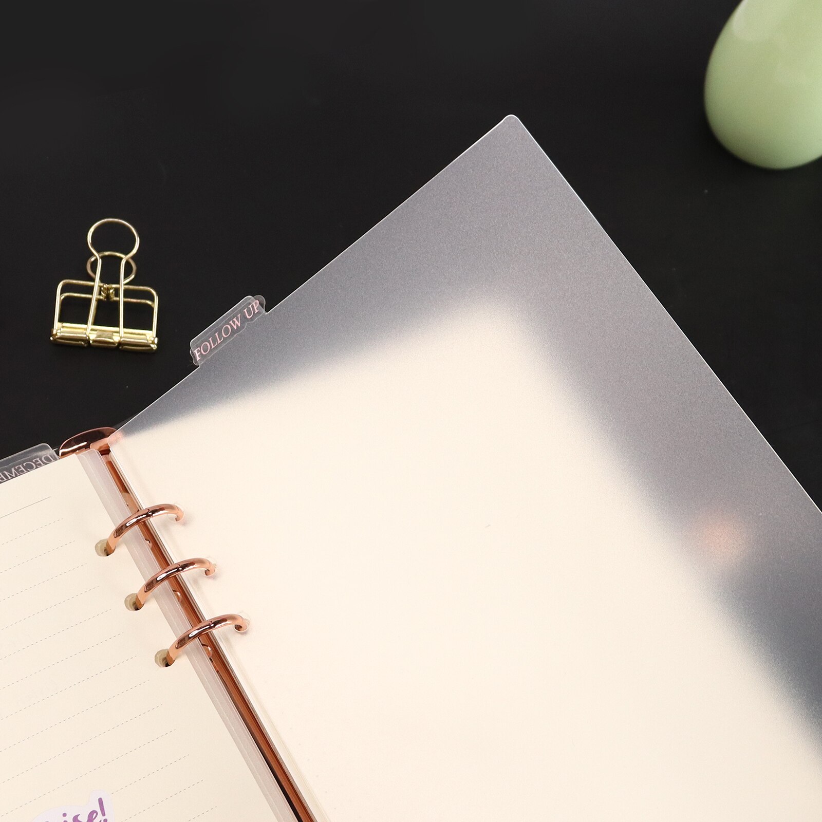 Frosted Top Tab A5 Binder Index Dividers 6 Ring Transparent Planner Journal Notebook Page Separators Index Separator Dashboard