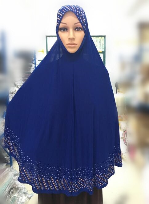 Hidżab islamska odzież natychmiastowa hidżab Turban diamenty Rhinestone chusta hidżab chustka turecki hidżab rozszerzenia szyi klatka piersiowa 100X90CM: loyal blue