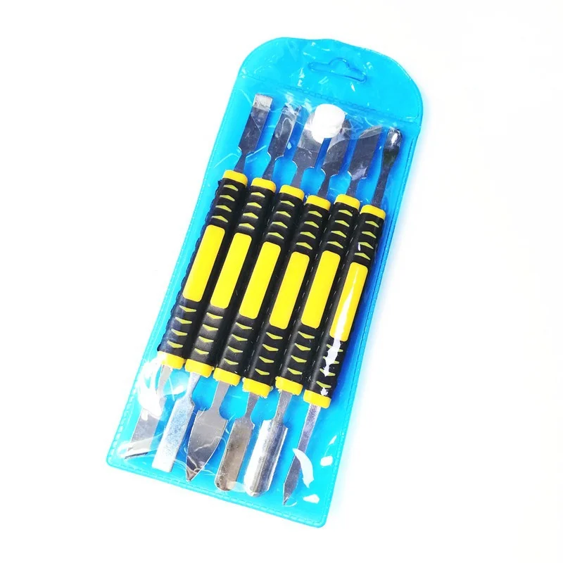 6 -delige set metalen koevoeten, wrik-, openings- en reparatieset voor mobiele telefoons en notebooks, dubbele metalen handgereedschapsets voor thuisgebruik: Default Title