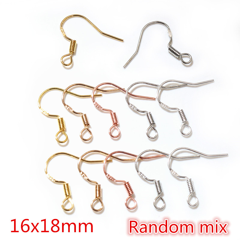 50 Uds. De 2 estilos, 925 de plata esterlina, pendientes de oro de rodio, ganchos, accesorios para hacer joyas: Naranja