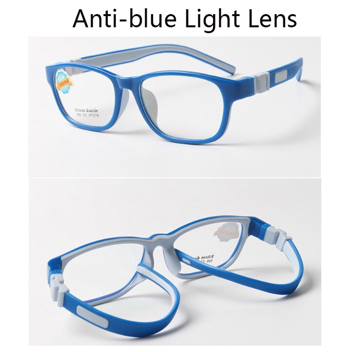 49-15-130mm Anti-blue light lens Children Glasses Frames Cute Flexible Soft Detachable Vision Glasses Children Kids Eyewear: Blue Grey