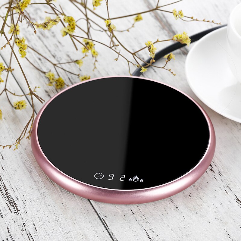 Heating Coaster Coffee Mug Cup Electric Warmer Beverage with Timer 2 Temperatures Settings For Water USB Gadgets EM88: Pink