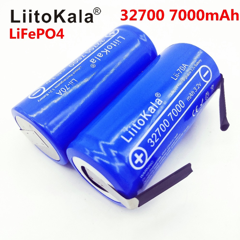 LiitoKala 3.2V 32700 7000mAh 6500mAh LiFePO4 Battery 35A Continuous Discharge Maximum 55A High power battery+Nickel sheets