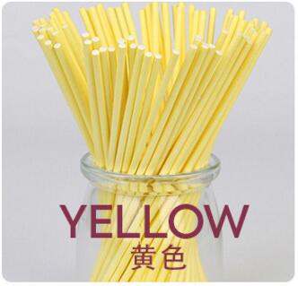 100 stk/lot godteri farget papir slikkepinner for cake pops candy popcake pinne 10*3.5cm hjemmebakst gyh: Gul