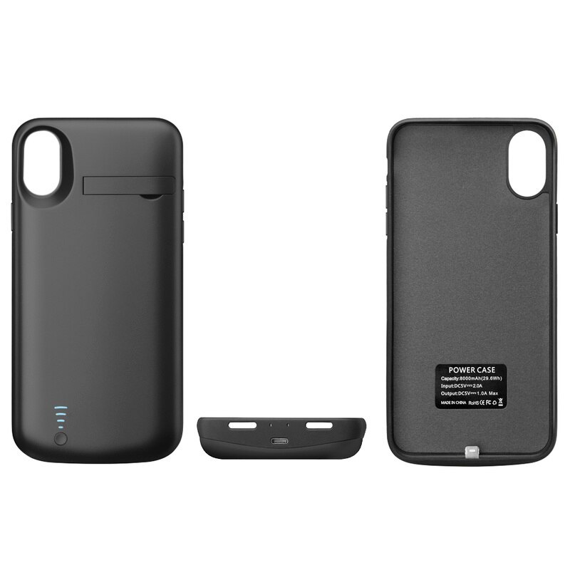 Powerbankhoes voor iphone x xs, zwarte externe batterij, oplaadhoes 6000 mah voor iphone xs max xr, powerbankhoes