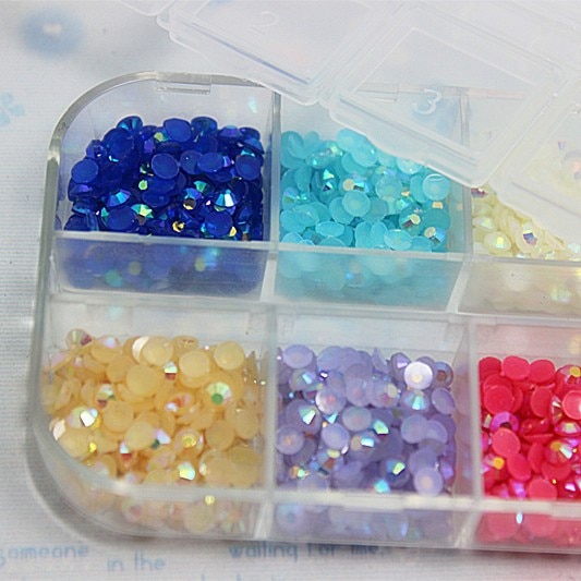 Ongeveer 3000 stks/doos, 3mm Hars Strass Mix Jelly AB Kleuren steentjes Nail art Deco Glitters Gems stenen en steentjes 11006