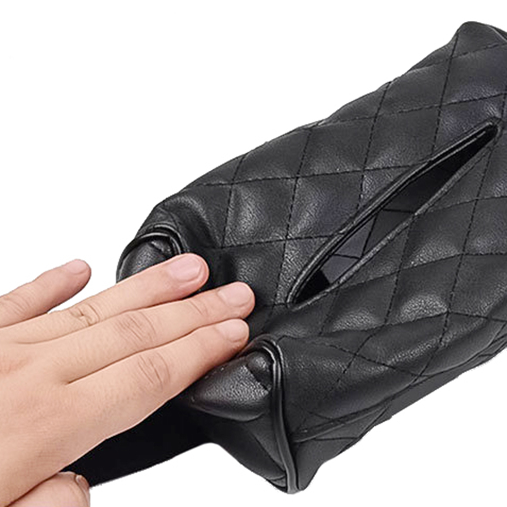 Car Faux Leather Sun Viper Back Seat Hanging Tissue Box Paper Holder Container