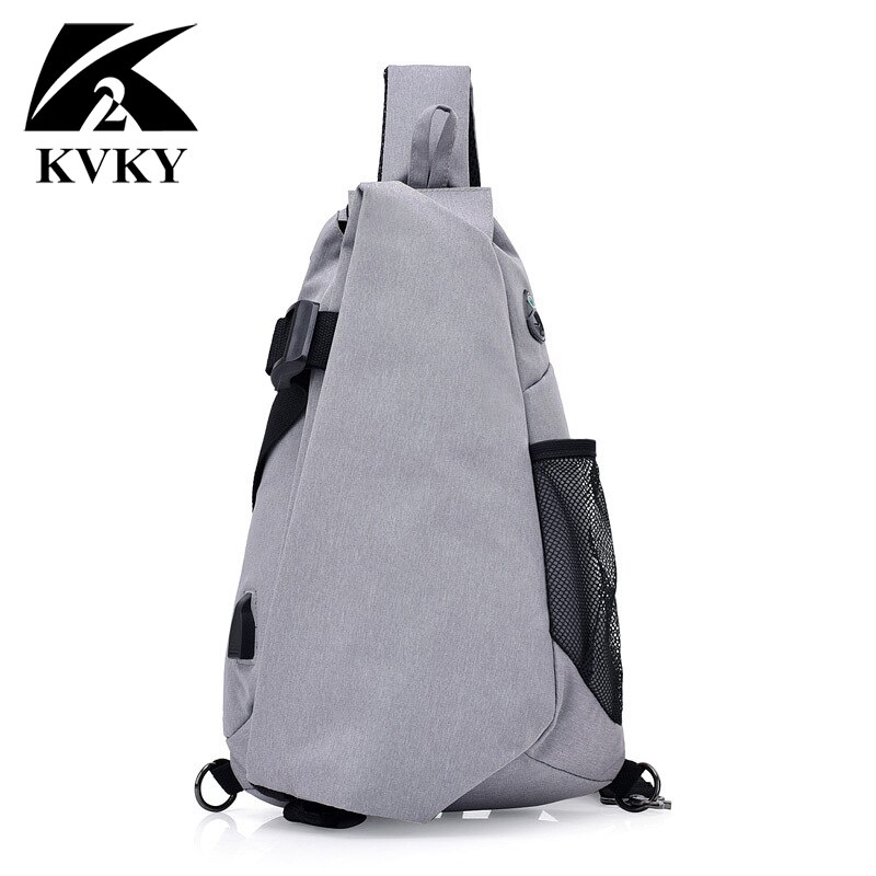 Men Casual Multifunctional Anti Theft Chest Pack Shoulder Bag Travel Bag USB High Capacity Canvas Crossbody Bags