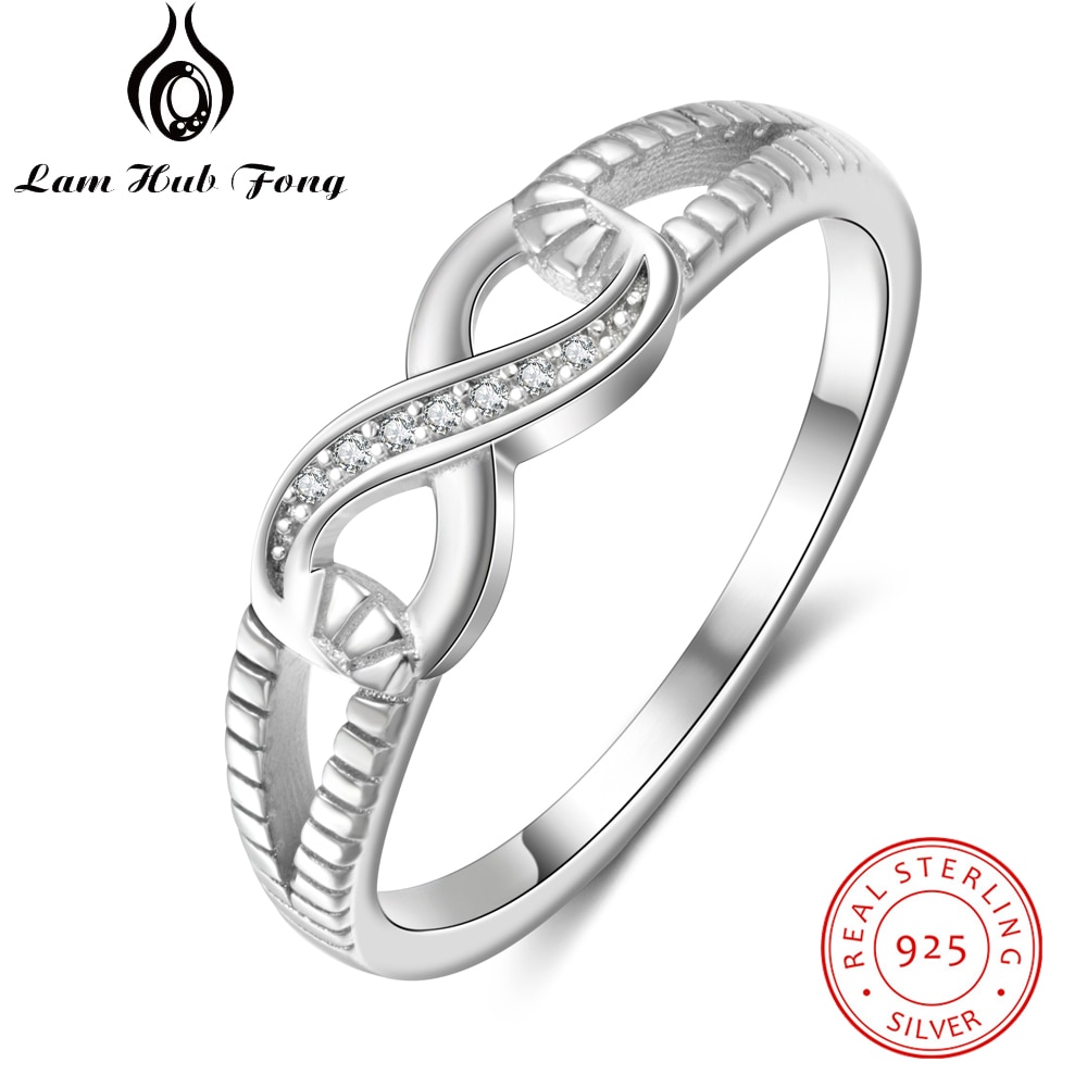 925 Sterling Silver Infinity Ring Cubic Zirconia CZ Eternity Rings for Women Size 5 6 7 8 9 10 Trendy Jewelry (Lam Hub Fong)