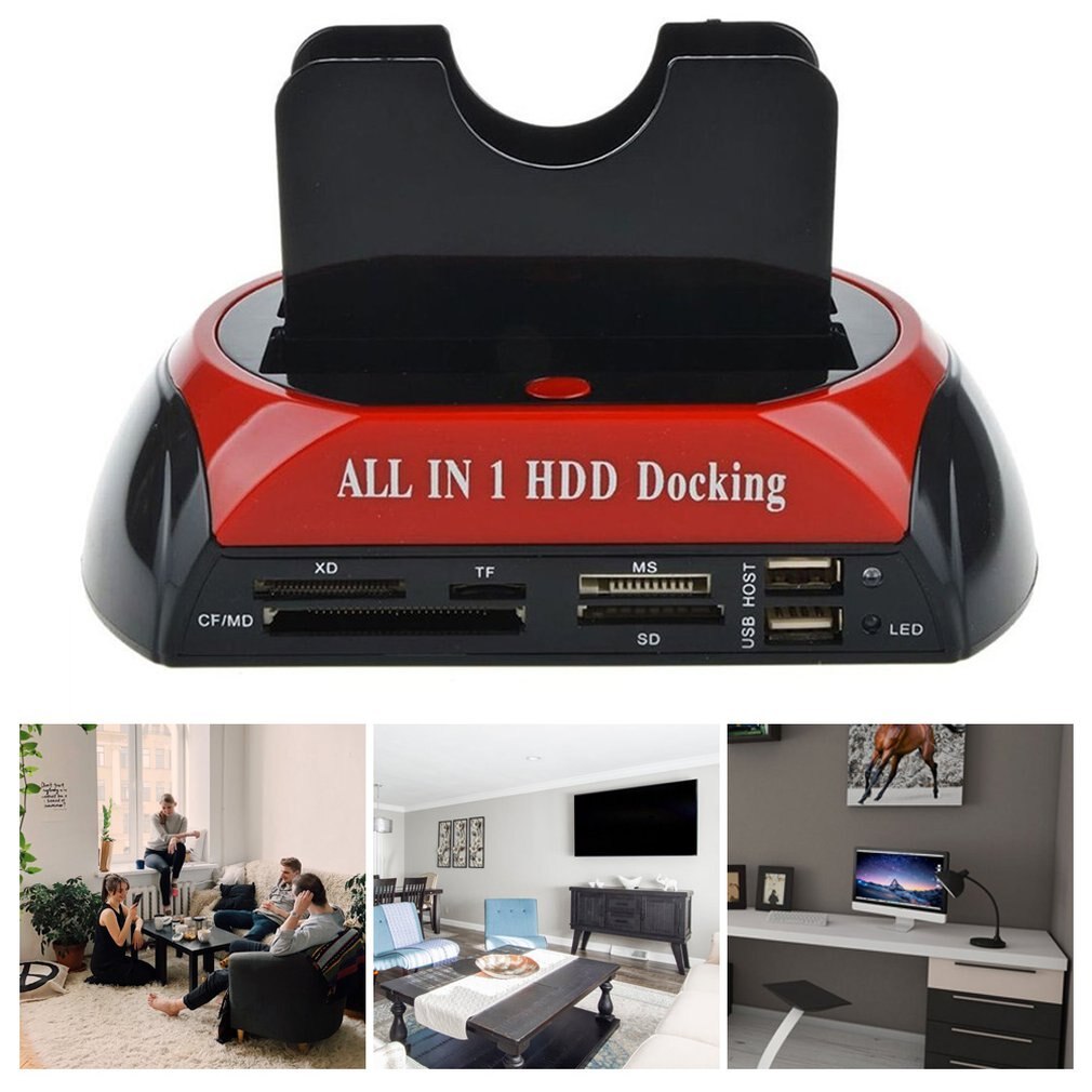 Estación de acoplamiento HDD, doble disco duro interno, estación de acoplamiento Base HDD, recinto para 2,5 pulgadas 3,5 pulgadas IDE/SATA USB 2,0