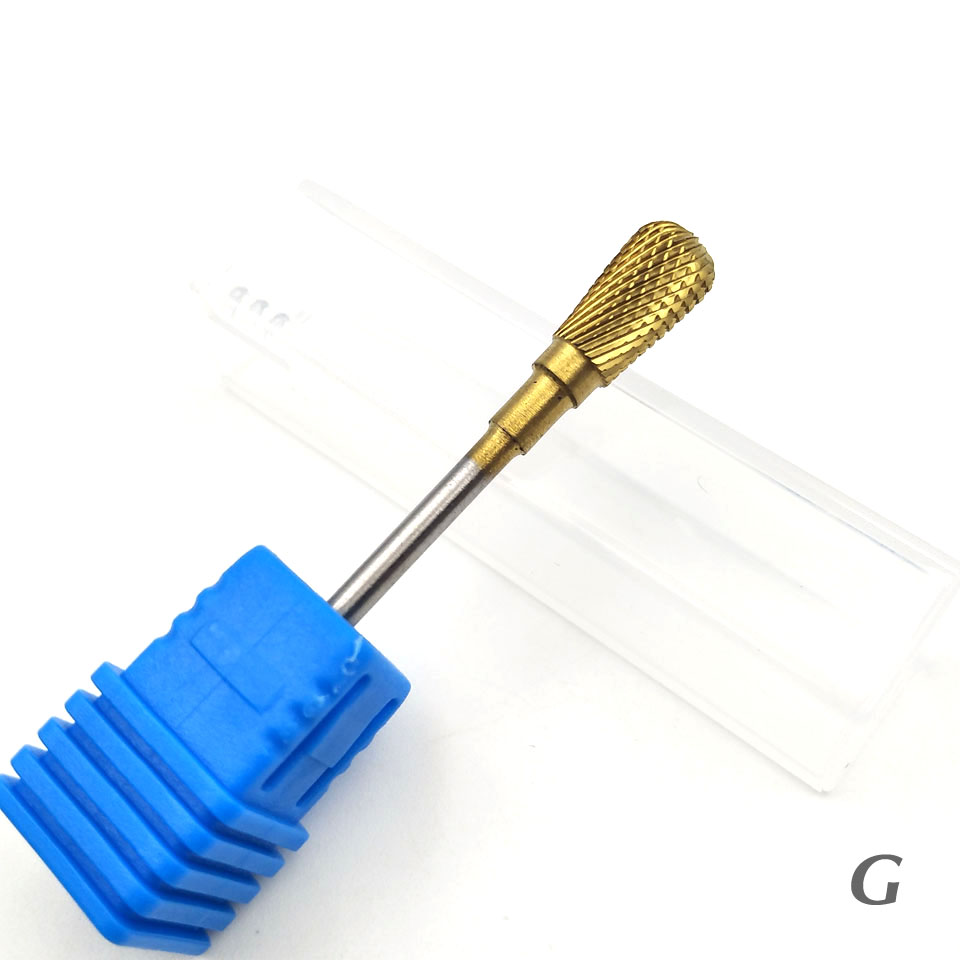 HYTOOS 9 tipos de brocas de carburo de tungsteno dorado, brocas rotativas para manicura, herramientas para uña accesorios, Cutter-HY10 de fresado