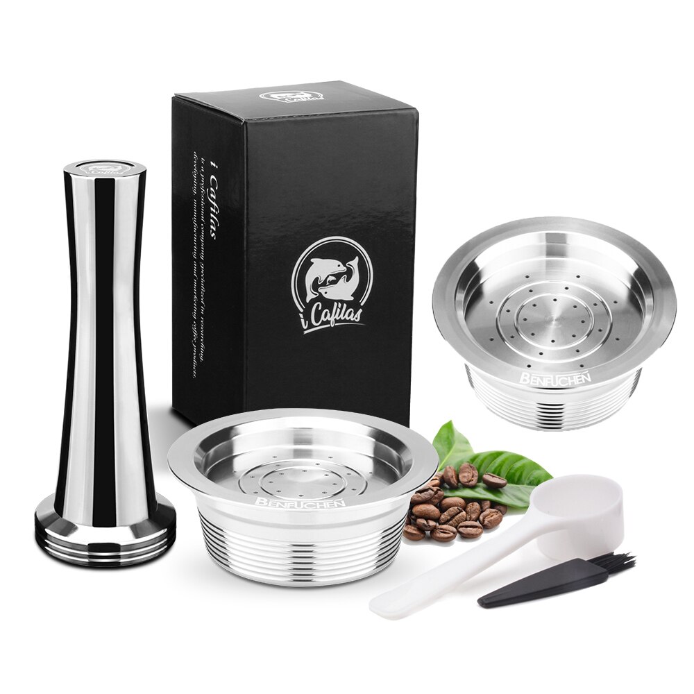 Reusable Coffee Capsule Cup for Lavazza Mio Stainless Steel Refillable Coffee Capsule: 2Cup 1Tamper
