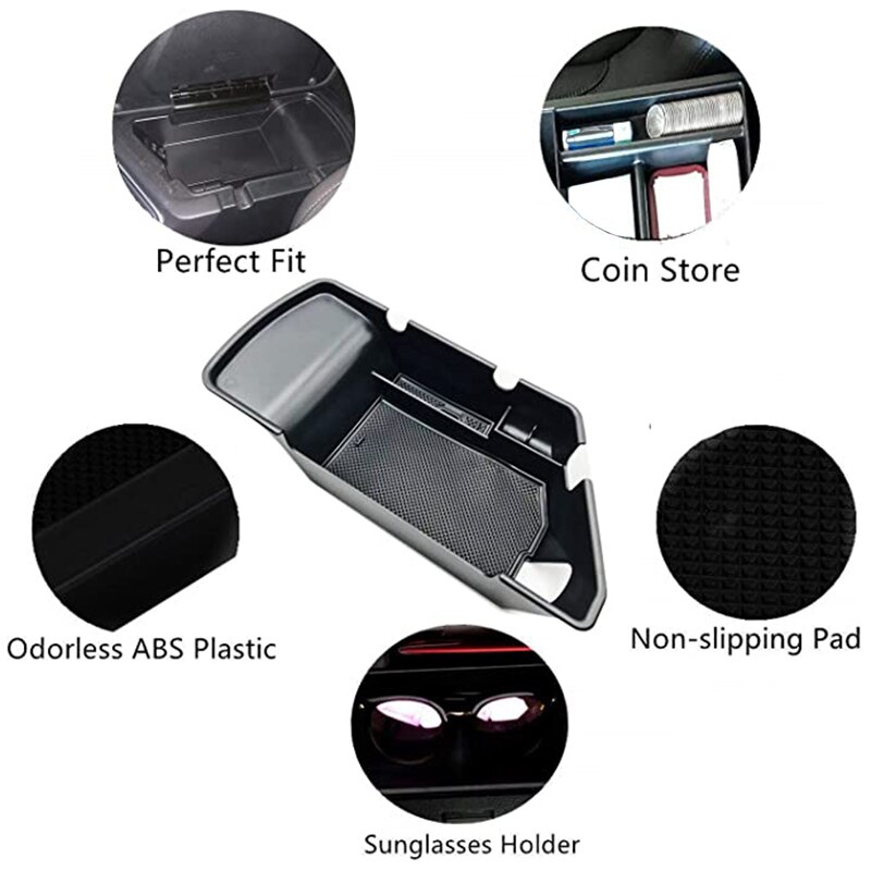 Car Interior Accessories Armrest Center Console Storage Box with Non-Slip Mat Fit for Dodge Challenger