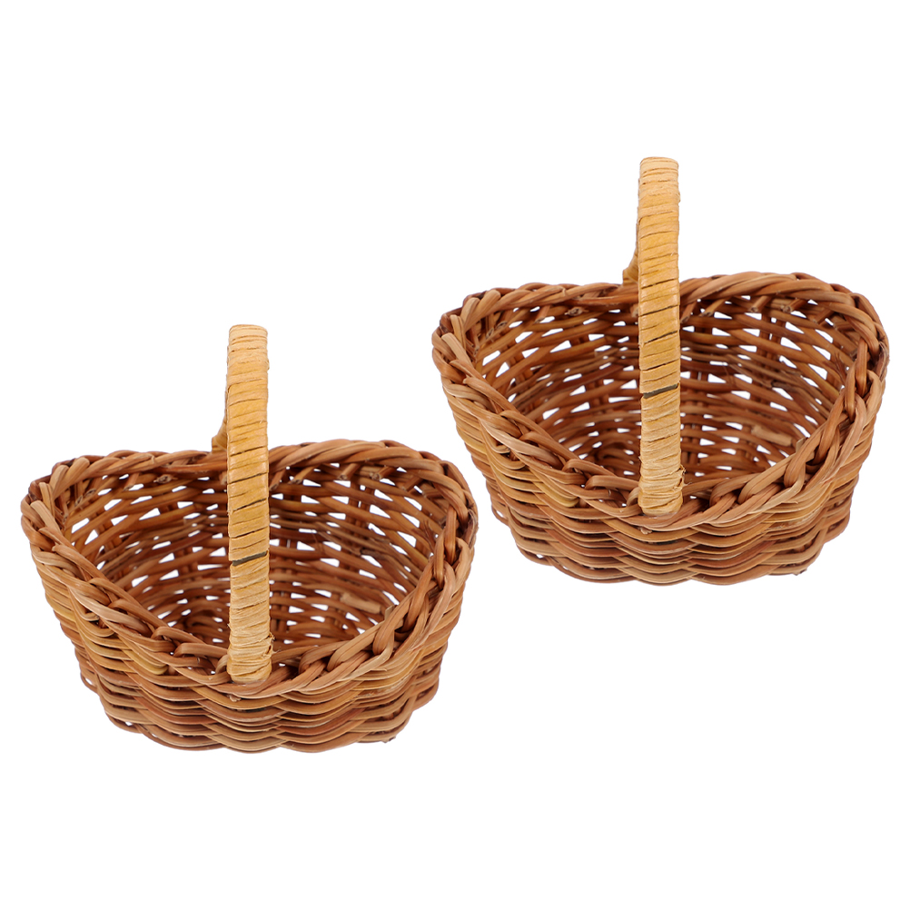 2 uds cestas Mini decoraciones en miniatura para favores decoración pequeña con asa decorar Picnic