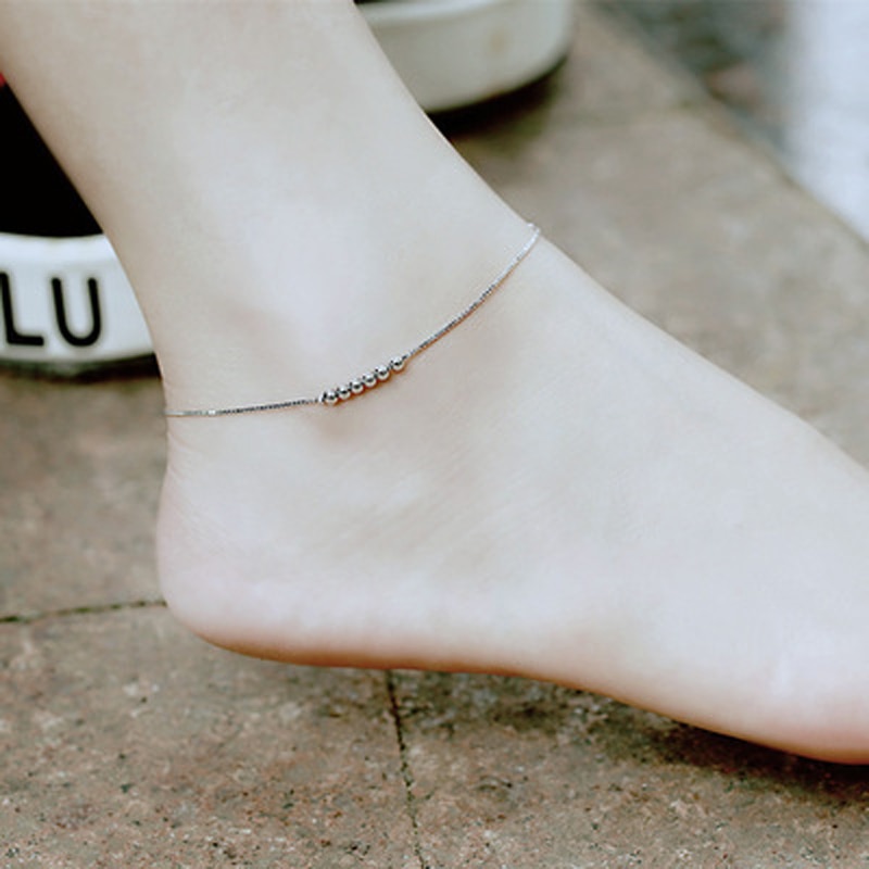 Koreaanse enkelband met 925 sterling zilveren kralen voor dames, fijne sieraden, beste vriend, kerst