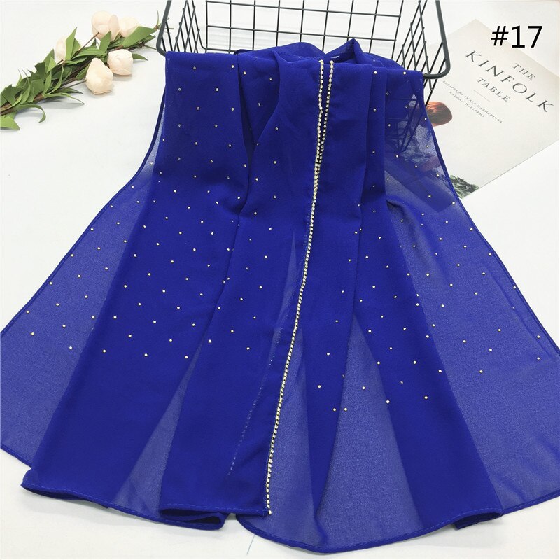 70*180cm Chiffon hijab schal mit perlen femme musulman lange tücher islamischen kopftuch kleidung muslimischen stickerei hijabs: 17