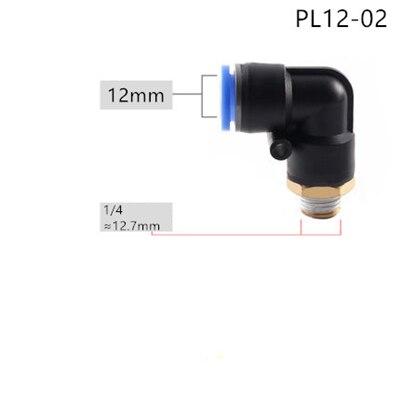 PL Pneumatic connector 4mm-12mm Hose OD 1/8" 1/4" 3/8" 1/2" Male Thread Pneumatic Tube Elbow Connector Tube Air Push In Fitting: PL12-02