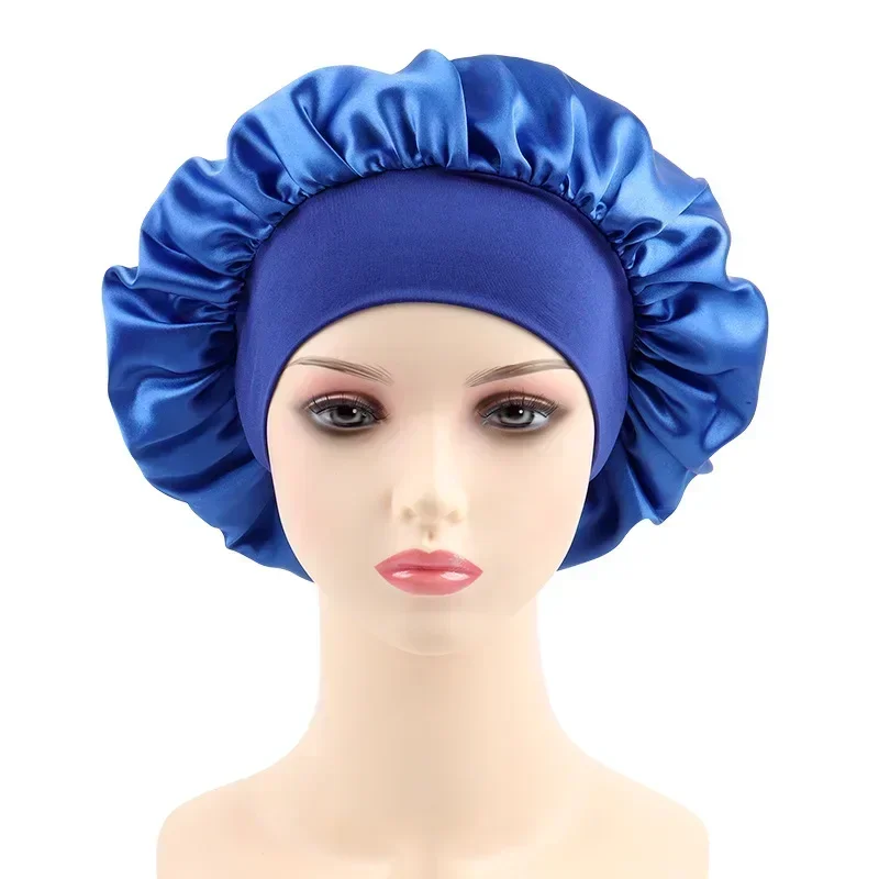 Damen-Schlafmütze mit breiter Krempe, Seidenhaube, Haarwickel zum Schlafen, Schlafmütze mit elastischem, weichem Band, Schlafmütze mit elastischem, weichem Band: Rot
