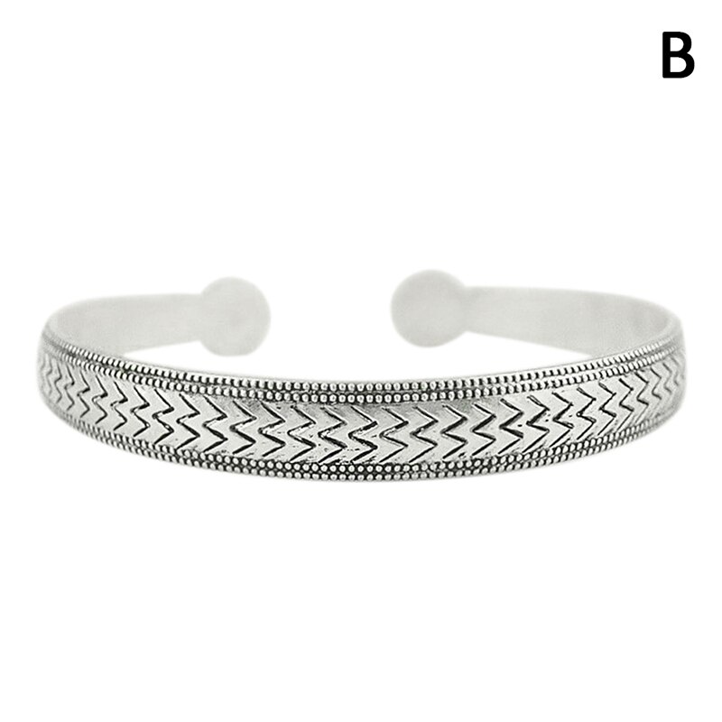 Pulseras de plata tibetanas clásicas para mujer, joyería de plata tibetana, 9 estilos: B