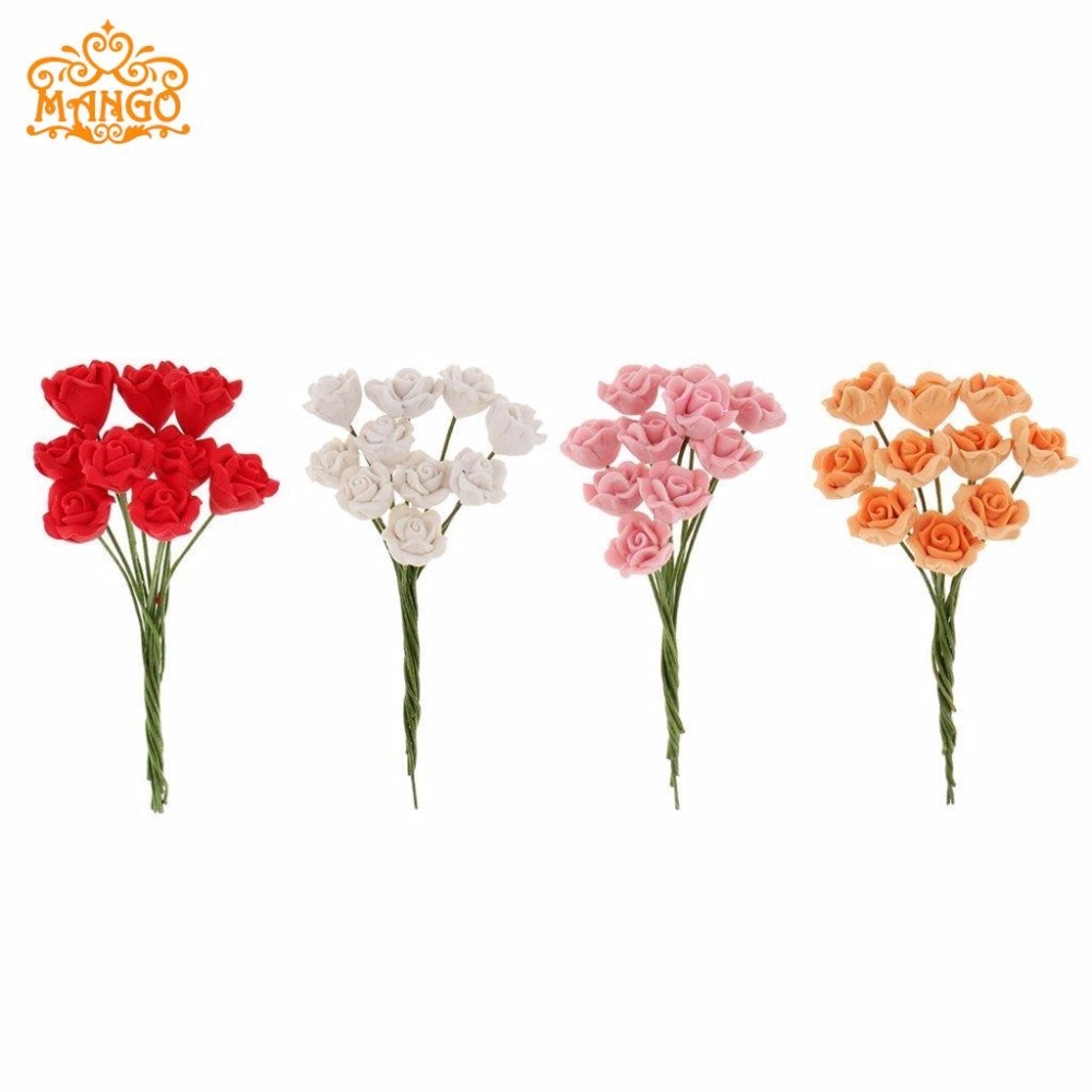 1/12 Dollhouse Miniatura Dell'argilla Del Fiore rose Rosse margherite Gialle Blu orchidea farfalla sacco di 10pcs Fiore