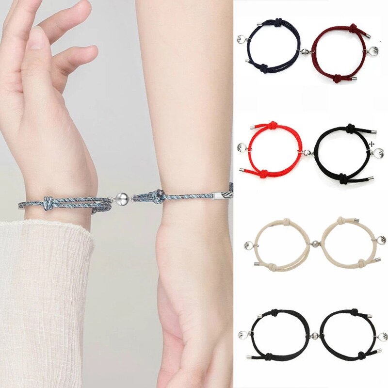 2pcs Men and Women Charm Girl Bracelet Couple Bracelet Couple Magnet Attract Each Other Personality Jewelry Lover