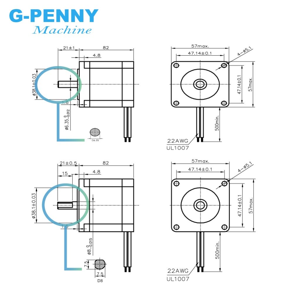 Moteur pas à pas NEMA 23 CNC 57x82mm 3A 2,2 n. m 315oz-in, routeur CNC, fraiseuse de gravure, imprimante 3D de