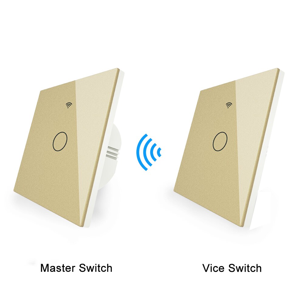 WiFi RF433 Transmitter Wall Panel Smart Glass Panel Touch Switch 1/2/3 Gang Remote Control Switch Works with Alexa, Google Home: Kit 1