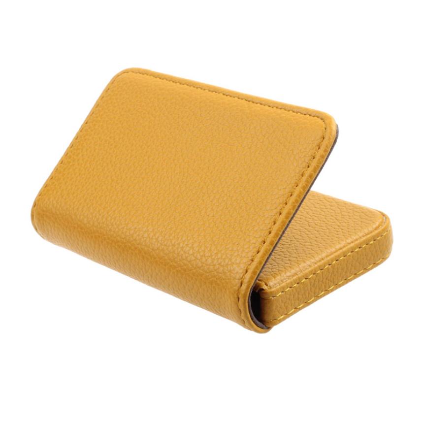 Xiniu Pocket Leather Card Case Exquisite Magnetic Attractive Name Card Case Business Card Box Holder porte carte #0: Yellow