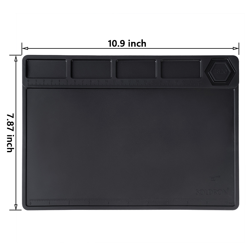 ESD – tapis de travail pour le soudage, isolant thermique, avec aimant, en Silicone, résistant aux hautes températures: Black