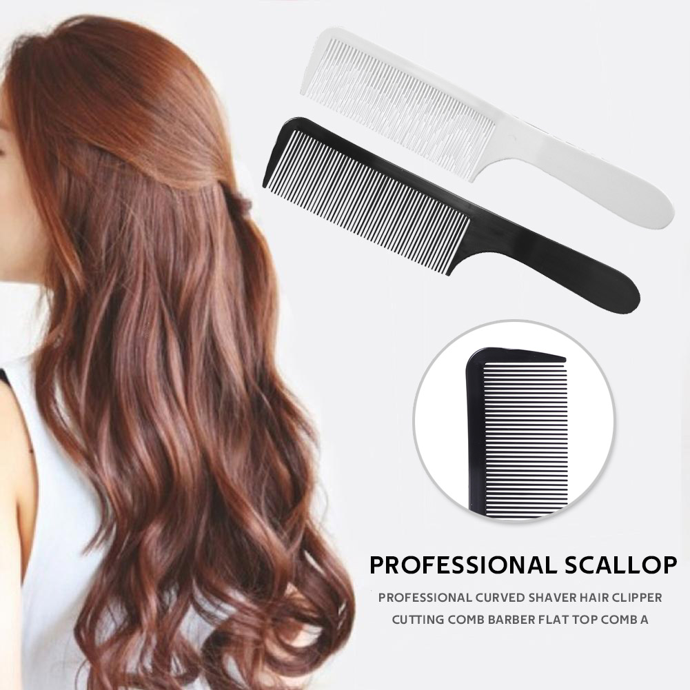 Black Curved Shaver Hair Clipper Cutting Comb Barber Flat Top Comb Anti-static Salon Cutting Comb Hairdressing Brush