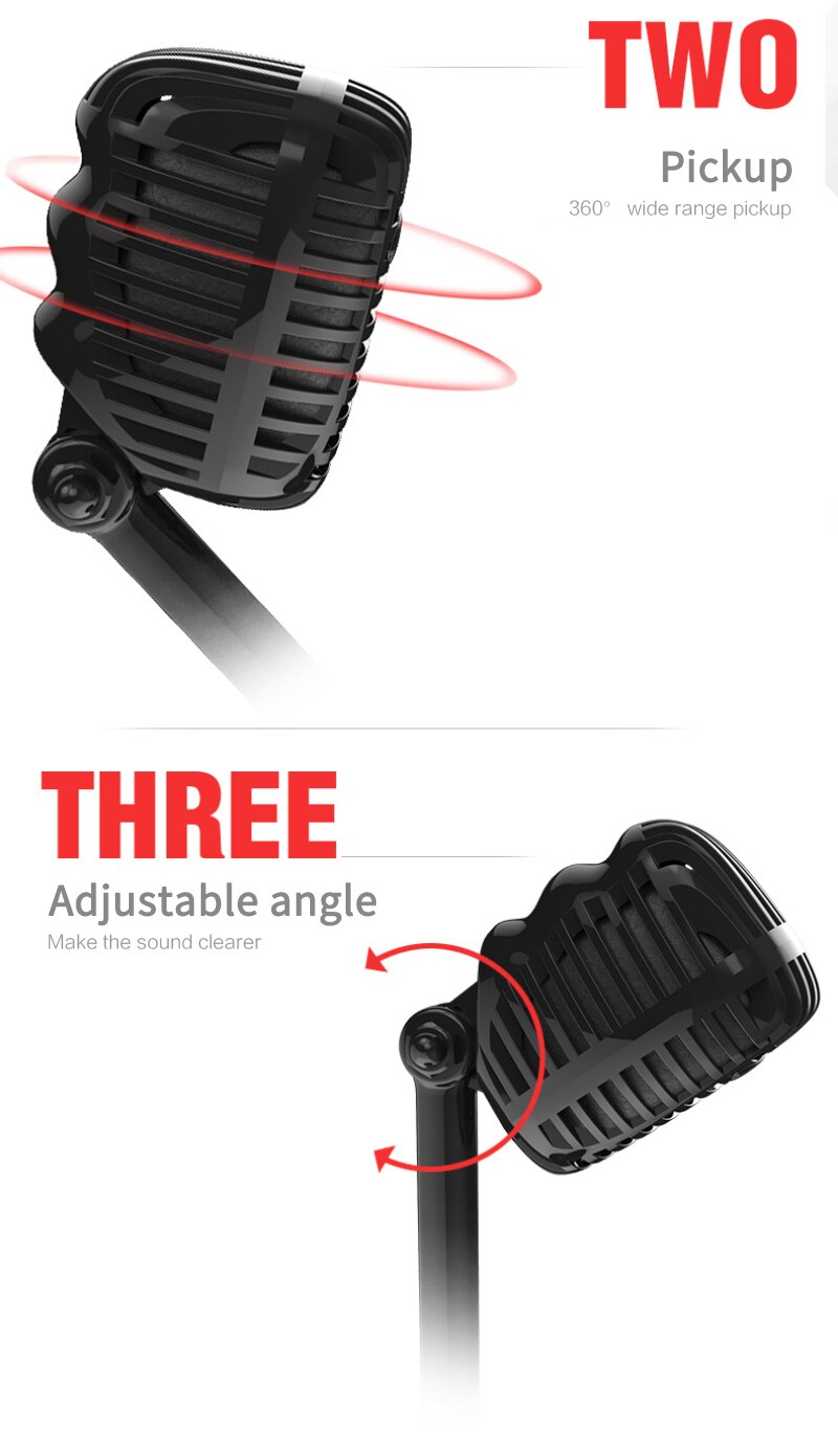 3.5mm Jack +USB Computer Microphone Adjustable Freely Studio Speech Microphone Gaming Chatting USB Microphone Desktop PC Laptop
