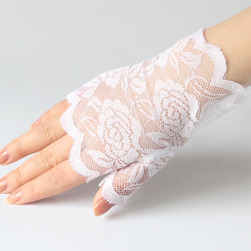 Best Sailor Dance Long Fingerless Womens Sexy Lace Gloves Ladies Half Finger Fishnet Gloves Heated Mesh Mitten Handschoenen