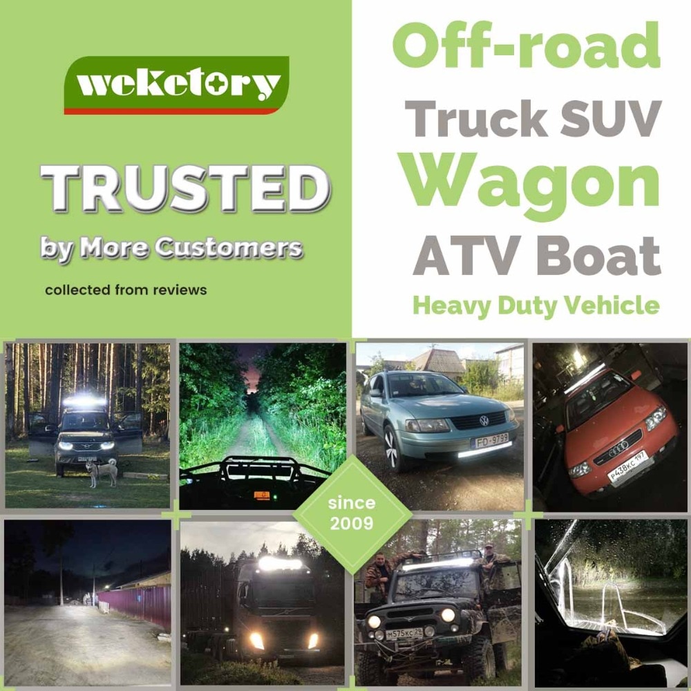 Weketory 4 6,5 4 9,3 12 17 pulgadas 30W 60W 90W 120W 180W 5D Barra de luz LED de obra para Tractor Boat OffRoad 4WD 4x4 camión SUV ATV 12V 24v