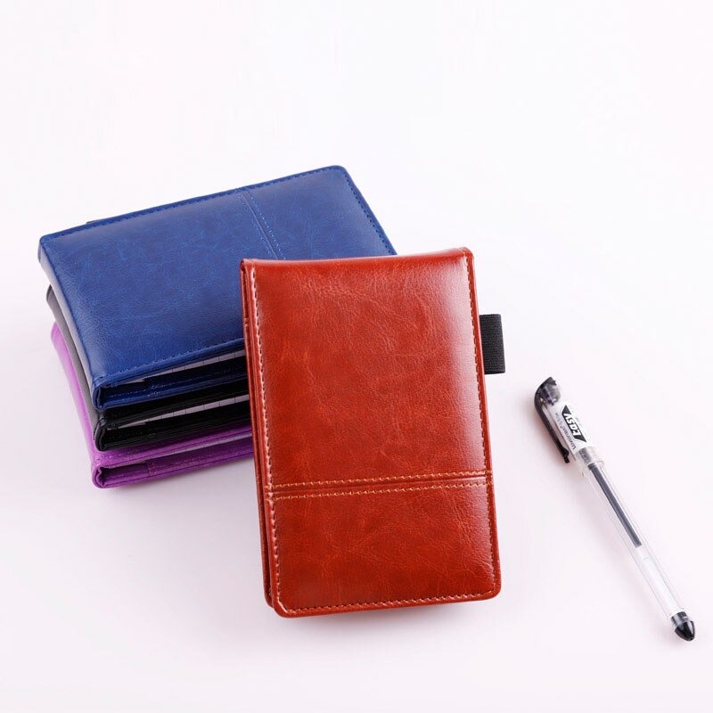 stationery small pocket notebook A7 PU leather notepad business work note book daily memo planner with calculator