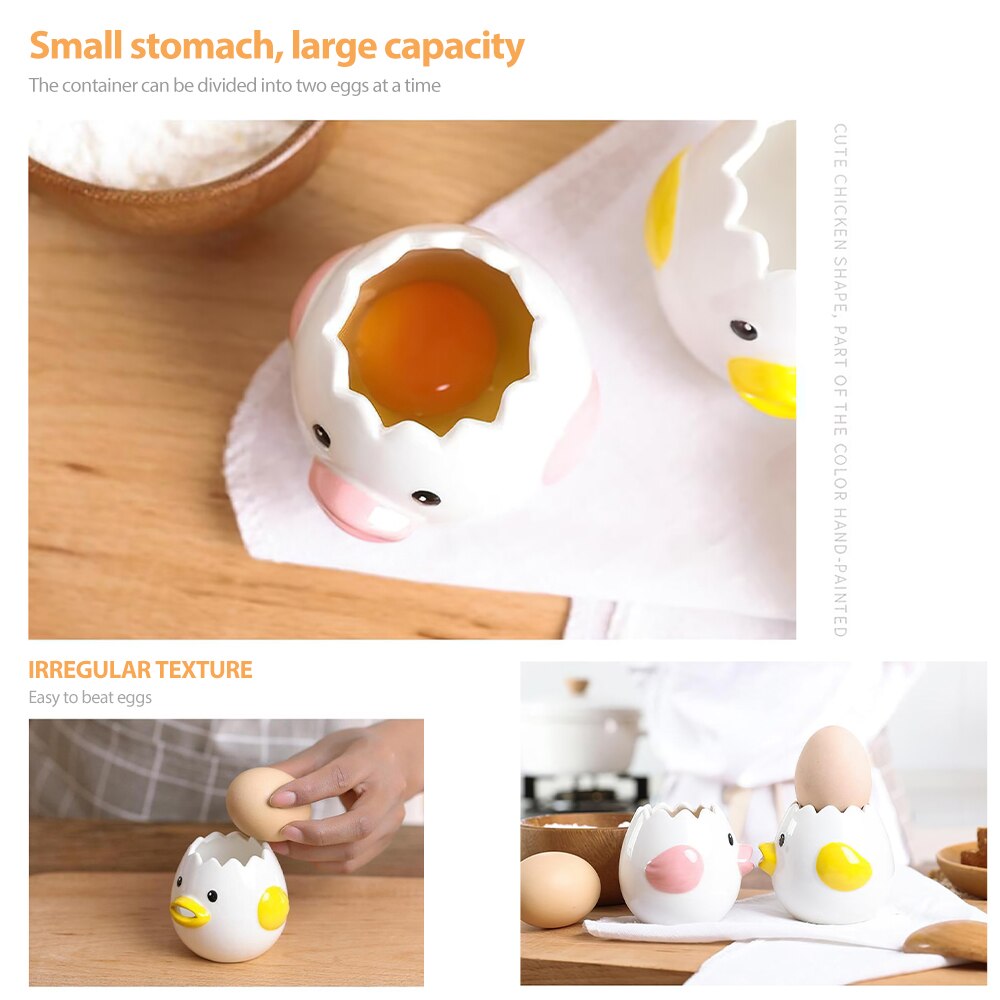 DIOZO Cute Cartoon Chicken Egg Yolk White Separator Ceramics Ceramic Cartoon Chick Egg Separator Dining Cooking Kitchen Gadget
