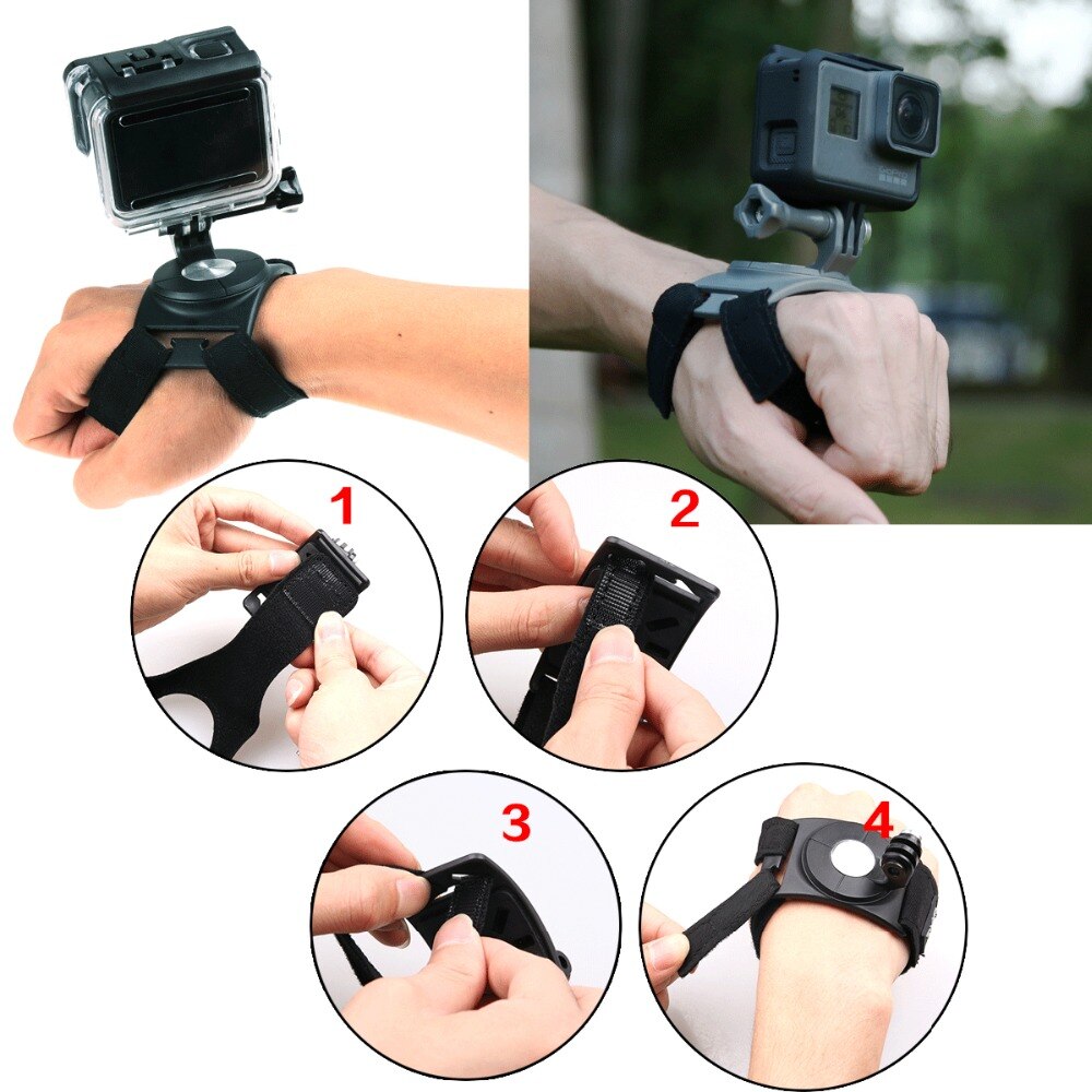 3 in 1 supporto per guanto rotante a 360 gradi supporto per cinturino da polso supporto per cinturino per gamba per GoPro Hero 10 9 8 7 6 5 4 3 accessori SJCAM