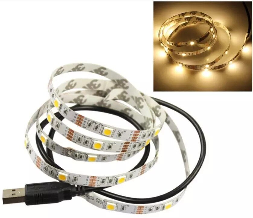 Dc 5V Usb Led Strips 2835 Wit Warm Wit Tira Led Strip Licht Tv Achtergrond Verlichting Tape Home Decor lamp 1- 5M