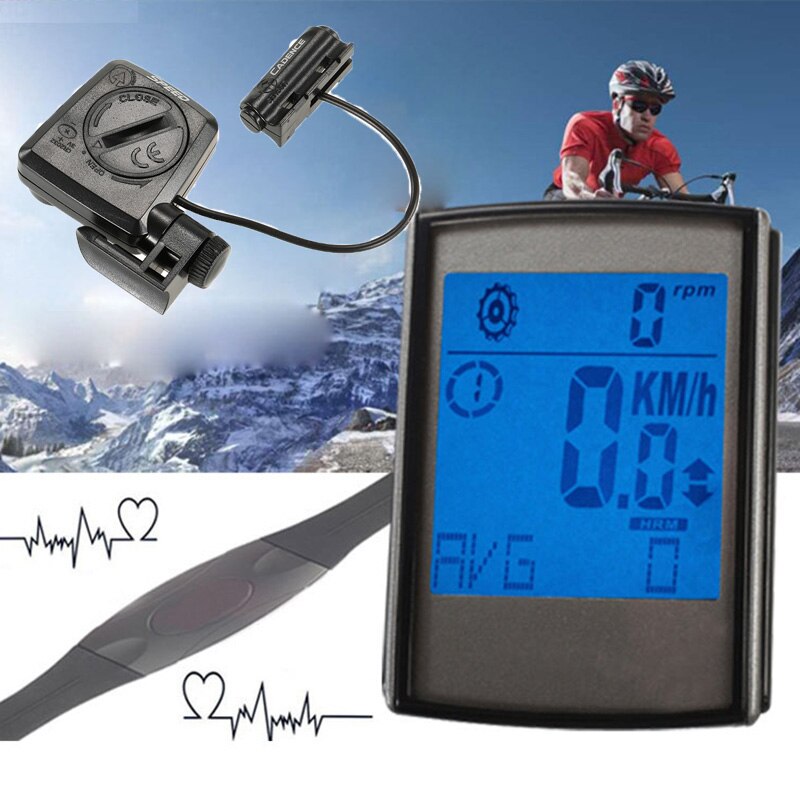 LCD Backlight Waterdichte Draadloze Fiets Computer 3 in 1 Bike Kilometerstand Snelheidsmeter Fietsen Cadence Sensor Hartslagmeter