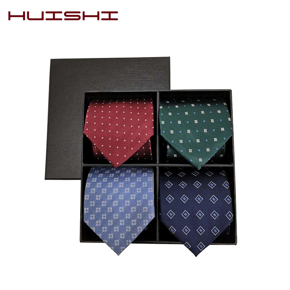 Huishi 8 cm smala prickiga slipsar för män slimmade polyesterhalsslipsar prickiga män polyesterslipsar för herrar