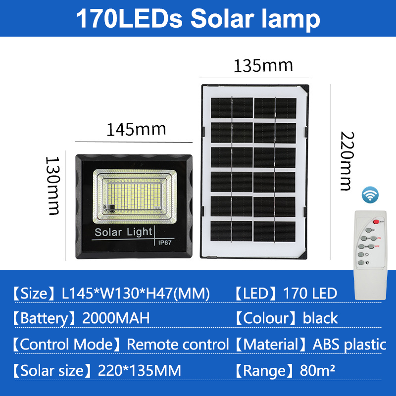 A+, Solar Light Outdoor Waterproof For Garden Path Street Landscape Spotlight Wall Solar Powered Flo: 170LEDS